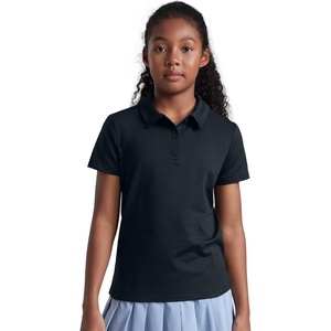 CRZ YOGA Girls Cloud Jersey Short Sleeve Casual Polo Shirts – School Uniform Tennis Golf Hip Length Side Splits Kids Teen(True Navy)
