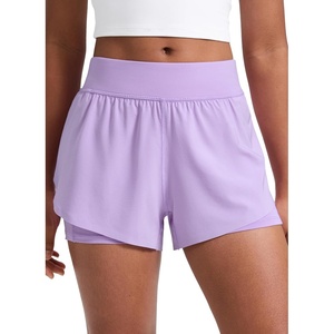 CRZ YOGA Girls Feathery-Fit Soft 2 in 1 Dolphin Athletic Shorts – Tennis Soccer Running Casual Liner Pockets Kids Teen(Lilac)
