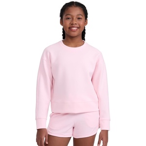CRZ YOGA Girls SoftAura Long Sleeve Crew Neck Casual Sweatshirts – Lounge Pullover Hoodie Relaxed Waist Length Kids Teen(Strawberry Pink)