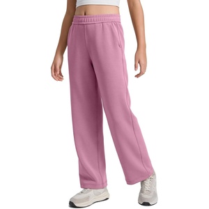 CRZ YOGA Girls SoftAura Wide Leg Casual Sweatpants with Pockets – Lounge High Waist Pants Drawstring Kids Teen(Velvet Dust)