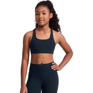 CRZ YOGA Girls Softness Mold Butterluxe Racerback Sports Bra – Athletic Yoga Casual U Neck Scoop Teen Kids(True Navy)