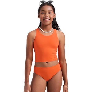 CRZ YOGA Girls Tankini Set 2 Piece Swimsuit – Beach Sports Bathing Suit High Neck Racerback Padded Kids Teen(Coral)