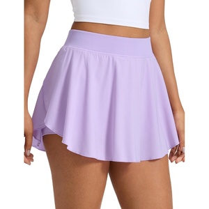 CRZ YOGA Lightweight Drapey Side Slit Tennis Skirts for Women – High Waisted Mini Flowy Lined Golf Skort with Pockets(Lilac)