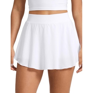CRZ YOGA Lightweight Drapey Side Slit Tennis Skirts for Women – High Waisted Mini Flowy Lined Golf Skort with Pockets(White)