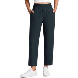 CRZ YOGA Lightweight Drapey Tapered Ankle Pants for Women 27″ – 7/8 Casual Travel Work with Pockets Summer(True Navy)