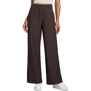 CRZ YOGA Lightweight Drapey Wide Leg Casual Pants for Women 30″ – Flowy Travel Work Loose Fit Summer(Hot Fudge Brown)