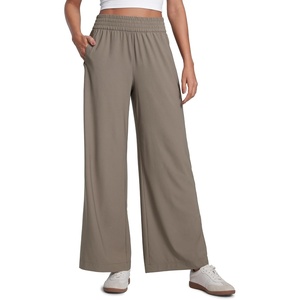CRZ YOGA Lightweight Drapey Wide Leg Casual Pants for Women 30″ – Flowy Travel Work Loose Fit Summer(Nomad Grey)