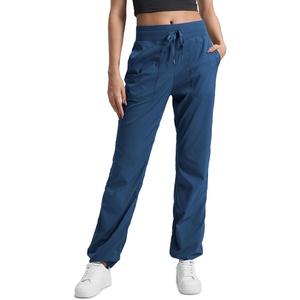 CRZ YOGA Lightweight Straight Leg Workout Pants for Women 28″/30″/32″ – Ruched Casual Work Athletic Joggers with Pockets(French Navy)