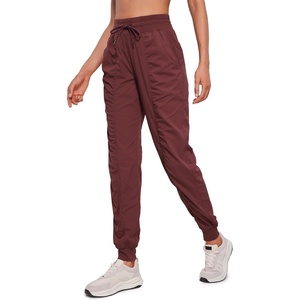 CRZ YOGA Lightweight Workout Joggers for Women 26″/28.5″/30.5″ – Outdoor Running Casual Pants with Pockets(Red Merlot)