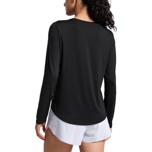 CRZ YOGA Lightweight Workout Long Sleeve Shirts for Women – Gym Running Fall Athletic Training T-Shirts High Neck Tops(Black)