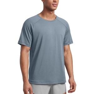CRZ YOGA Lightweight Workout Shirts for Men – Texture Crewneck Running Athletic T-Shirts Short Sleeve Gym Tops(Belgian Blue)