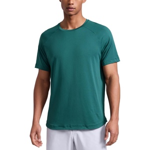 CRZ YOGA Lightweight Workout Shirts for Men – Texture Crewneck Running Athletic T-Shirts Short Sleeve Gym Tops(Forest Green)