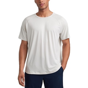 CRZ YOGA Lightweight Workout Shirts for Men – Texture Crewneck Running Athletic T-Shirts Short Sleeve Gym Tops(Milky White (Bone))