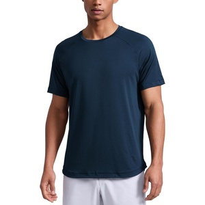 CRZ YOGA Lightweight Workout Shirts for Men – Texture Crewneck Running Athletic T-Shirts Short Sleeve Gym Tops(Nautical Navy Blue)