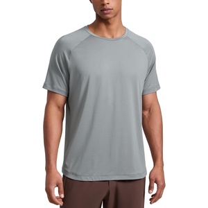 CRZ YOGA Lightweight Workout Shirts for Men – Texture Crewneck Running Athletic T-Shirts Short Sleeve Gym Tops(Silver Gray)