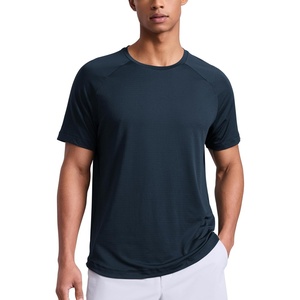 CRZ YOGA Lightweight Workout Shirts for Men – Texture Crewneck Running Athletic T-Shirts Short Sleeve Gym Tops(True Navy)