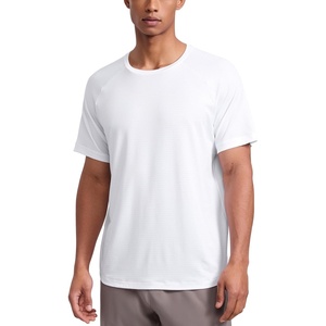 CRZ YOGA Lightweight Workout Shirts for Men – Texture Crewneck Running Athletic T-Shirts Short Sleeve Gym Tops(White)