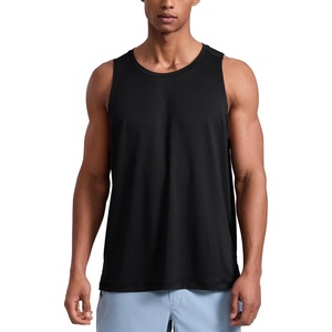 CRZ YOGA Lightweight Workout Tank Tops for Men – Crewneck Quick Dry Texture Muscle Athletic Gym Running Sleeveless Shirts(Black)