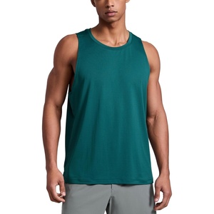 CRZ YOGA Lightweight Workout Tank Tops for Men – Crewneck Quick Dry Texture Muscle Athletic Gym Running Sleeveless Shirts(Forest Green)