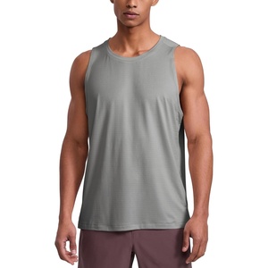 CRZ YOGA Lightweight Workout Tank Tops for Men – Crewneck Quick Dry Texture Muscle Athletic Gym Running Sleeveless Shirts(Silver Gray)