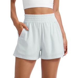 CRZ YOGA Linerless Relaxed Casual Shorts for Women 3″ – High Waisted for Lounge Athletic Golf with Pockets(Ocean Air)