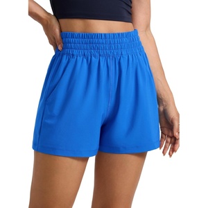 CRZ YOGA Linerless Relaxed Casual Shorts for Women 3″ – High Waisted for Lounge Athletic Golf with Pockets(Sparkle Blue)