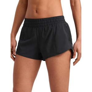 CRZ YOGA Low Waisted Running Shorts for Women 2.5″ – Mesh Liner Quick Dry for Workout Sport Athletic with Zipper Pocket(Black)