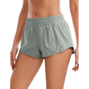 CRZ YOGA Low Waisted Running Shorts for Women 2.5″ – Mesh Liner Quick Dry for Workout Sport Athletic with Zipper Pocket(Sterling)