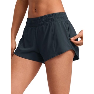 CRZ YOGA Low Waisted Running Shorts for Women 2.5″ – Mesh Liner Quick Dry for Workout Sport Athletic with Zipper Pocket(True Navy)