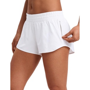 CRZ YOGA Low Waisted Running Shorts for Women 2.5″ – Mesh Liner Quick Dry for Workout Sport Athletic with Zipper Pocket(White)