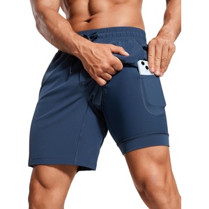 CRZ YOGA Mens 2 in 1 Running Shorts 7″ – Lined Workout Quick Dry Lightweight for Sports Athletic with Pockets(Electric Blue)