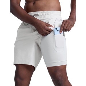 CRZ YOGA Mens 2 in 1 Running Shorts 7″ – Lined Workout Quick Dry Lightweight for Sports Athletic with Pockets(Platinum Grey)