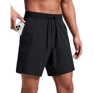 CRZ YOGA Mens Linerless Motion Shorts 7″ – Side Split Workout Daily Quick Dry for Gym Athletic Casual with Pockets(Black)