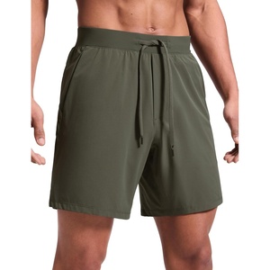 CRZ YOGA Mens Linerless Motion Shorts 7″ – Side Split Workout Daily Quick Dry for Gym Athletic Casual with Pockets(Dark Olive)