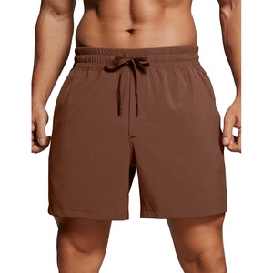 CRZ YOGA Men’s Linerless Workout Shorts 5” – Lightweight Quick Dry for Running Sports Athletic Gym with Pockets(Coffee Brown)