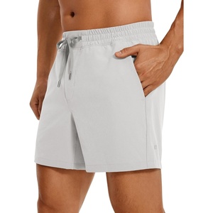CRZ YOGA Men’s Linerless Workout Shorts 5” – Lightweight Quick Dry for Running Sports Athletic Gym with Pockets(Platinum Grey)