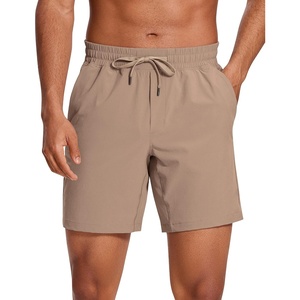 CRZ YOGA Men’s Linerless Workout Shorts 7” – Quick Dry for Running Sports Athletic Gym with Pockets(Mineral Brown)
