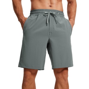 CRZ YOGA Men’s Linerless Workout Shorts 9” – Quick Dry for Running Sports Athletic Gym with Pockets(Grey Sage)