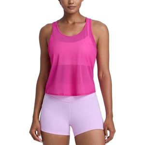 CRZ YOGA Mesh Workout Tank Tops for Women – Athletic Sheer Scoop Neck Cover Up Breathable Summer Sleeveless Shirts(Hibiscus Purple)