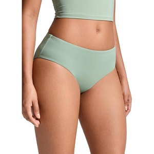 CRZ YOGA Mid Waisted Bikini Bottoms for Women – Full Coverage Bathing Suit Swimsuit Basic Swim Briefs(Green Palm Court)