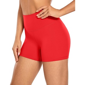 CRZ YOGA Naked Feeling Biker Shorts 4” – High Waist Yoga Workout Running Gym Spandex Womens(Deep Red)
