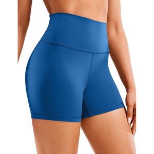 CRZ YOGA Naked Feeling Biker Shorts 4” – High Waist Yoga Workout Running Gym Spandex Womens(Ocean Blue)