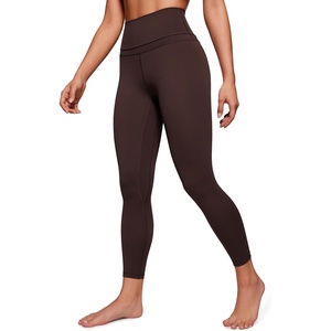 CRZ YOGA Naked Feeling Workout Leggings 25” – High Waist Yoga Training Tight Womens Pants(Hot Fudge Brown)