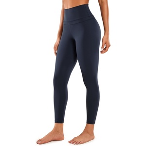 CRZ YOGA Naked Feeling Workout Leggings 25” – High Waist Yoga Training Tight Womens Pants(Navy)