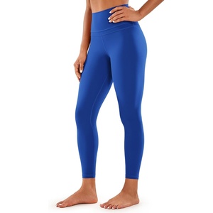 CRZ YOGA Naked Feeling Workout Leggings 25” – High Waist Yoga Training Tight Womens Pants(Waves Blue)