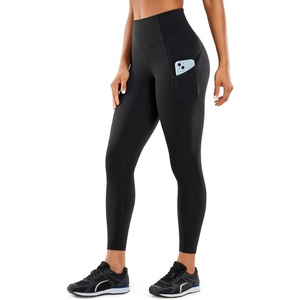 CRZ YOGA Naked Feeling Workout Leggings Pockets 25” – High Waisted Womens Yoga Pants Running Tights(Black)