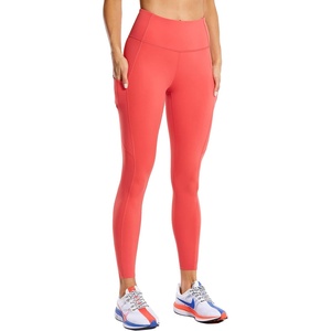 CRZ YOGA Naked Feeling Workout Leggings Pockets 25” – High Waisted Womens Yoga Pants Running Tights(Brick Rose)