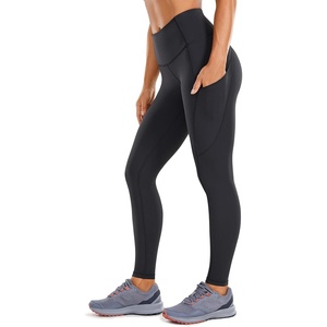 CRZ YOGA Naked Feeling Workout Leggings Pockets 25” – High Waisted Womens Yoga Pants Running Tights(Ink Gray)