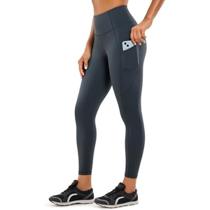CRZ YOGA Naked Feeling Workout Leggings Pockets 25” – High Waisted Womens Yoga Pants Running Tights(Melanite)