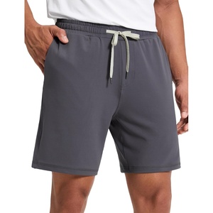 CRZ YOGA Performance Shorts for Men 7″ – Knit Stretch Breathable Sweat-Wicking Workout Athletic Gym Casual with Pockets(Dark Carbon)